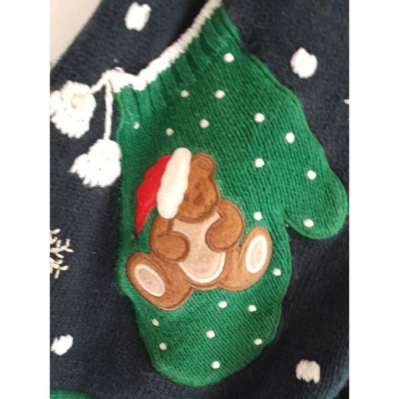 VTG Christmas Holidays Blingy Snowflakes 3D Zip Hoodie Cardigan Pockets Size L - Picture 2 of 9